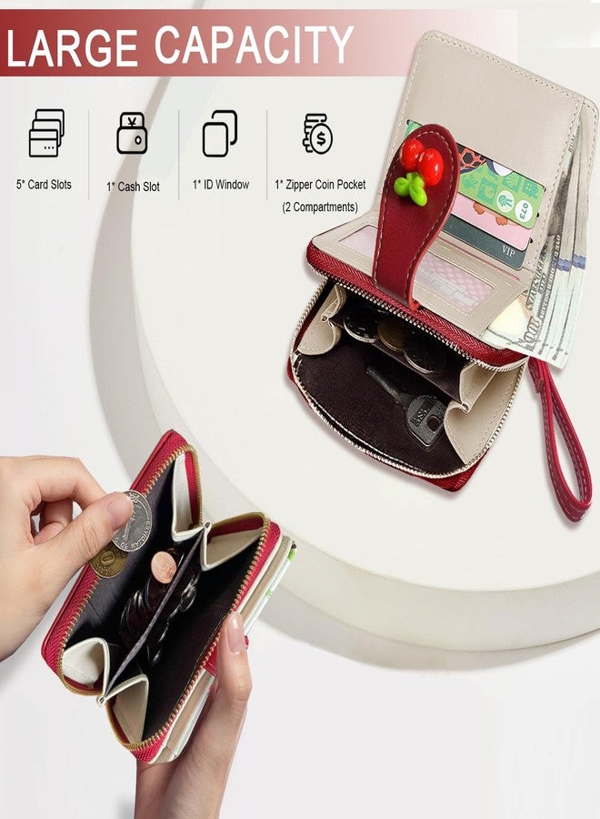 Sunwel Fashion Cutest Fruit Prints Wallet Card Slots Small Wallet with Zipper Coin Pouch Wallet for Women Girls (CHERRY) - Image 3