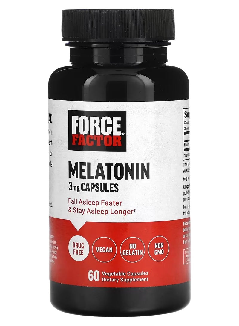 Force Factor Melatonin , 3 mg, 60 Vegetable Capsules - Image 1