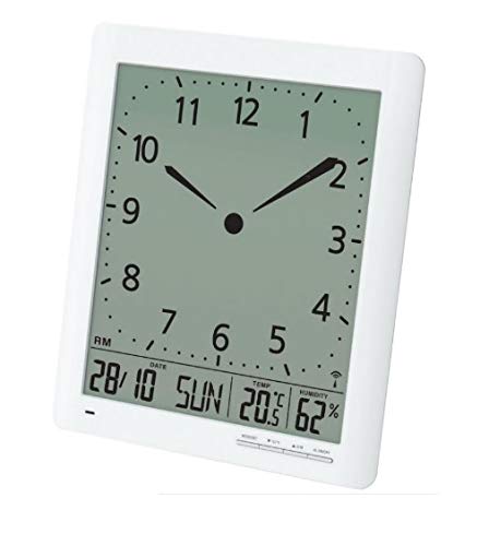 Britta Products Britta Products Franklin CL1 Large Format 10 Atomic DigitalAnalog Wall Clock with DayDate Temperature and Humidity White 