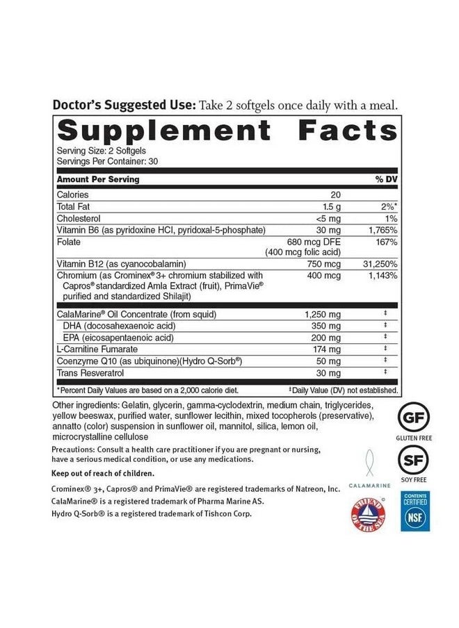 Dr. Sinatra Omega Q Plus Resveratrol Omega3 Supplement With Coq10 And Resveratrol Promotes Comprehensive Heart And Whole Body Health To Help You Age Well (60 Softgels)  - Image 3