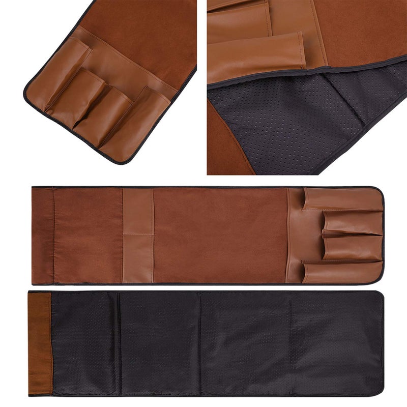 IPENNY No-slip Leather Sofa Couch Remote Control Holder Chair Armrest Caddy Pocket Organizer Storage Bag for Cellphone Tablet Notepad Book Magazines DVD Eyewears Drinker Snacks Holder Pouch - Image 4