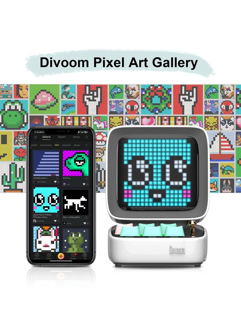 Divoom Ditoo Pixel Art Portable Bluetooth Speaker With App Controlled 16x16 Led Front Panel White  - Image 5