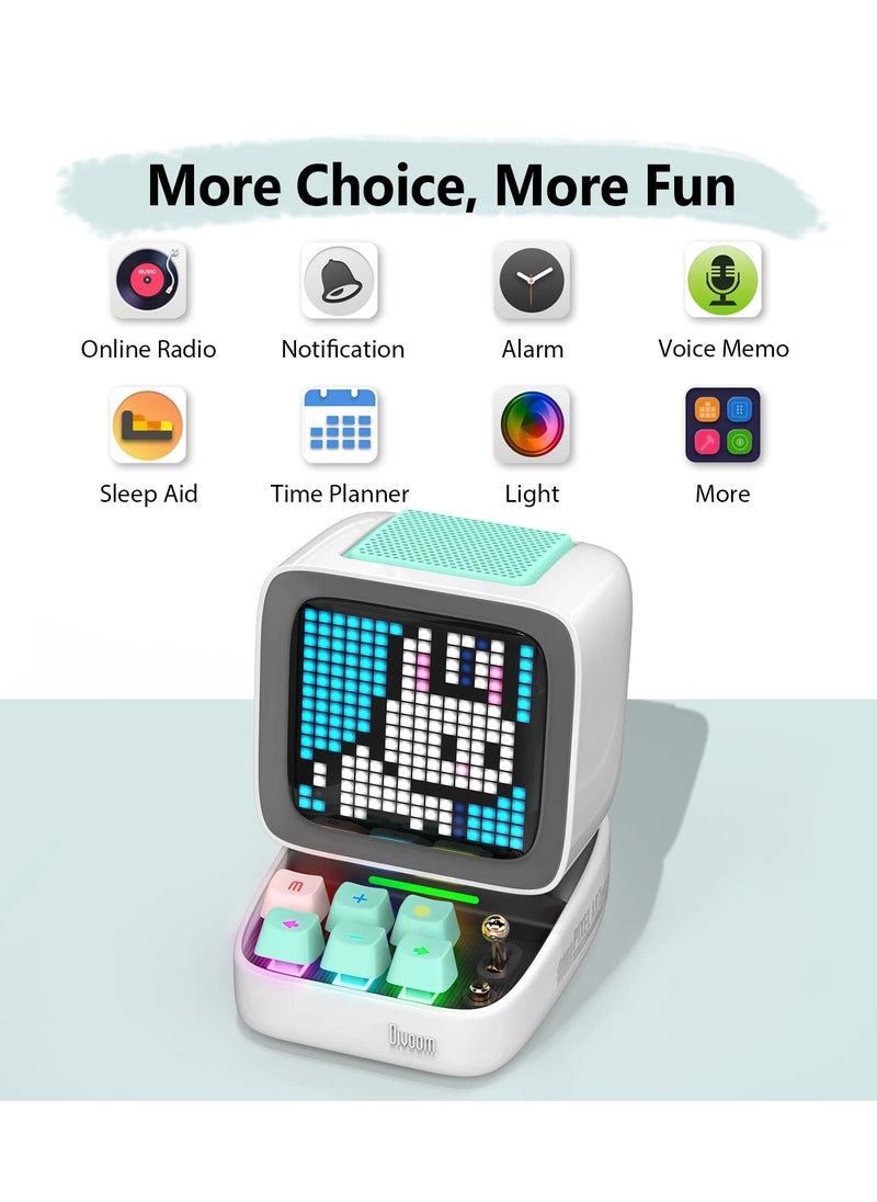 Divoom Ditoo Pixel Art Portable Bluetooth Speaker With App Controlled 16x16 Led Front Panel White  - Image 3