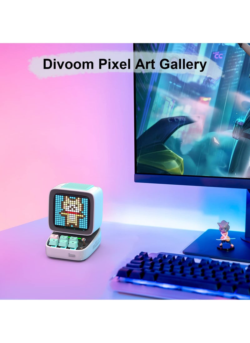 Ditoo Pixel Art Portable Bluetooth Speaker With App Controlled 16x16 Led Front Panel White