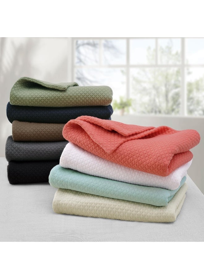 Superior Superior Solitaire Cotton 3 Piece Bedspread Set Home Bed Decor Decorative Textured Bed Spread 2 Pillow Shams Airy Blanket Matelasse Coverlet Bedding AllSeason Accent Blanket King Coral  - Image 3