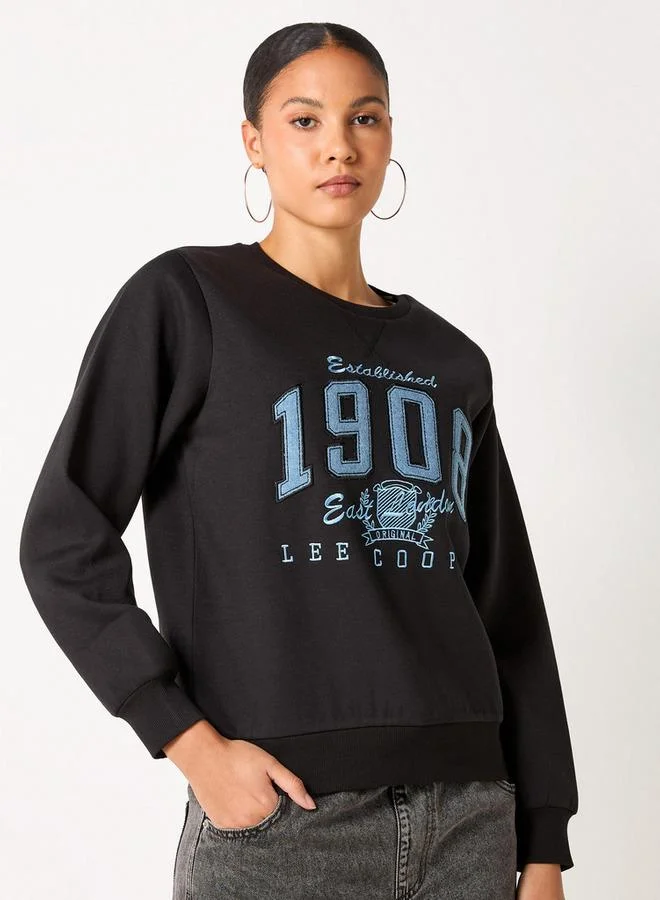 Lee Cooper Applique Detail Cotton Sweatshirt with Long Sleeves