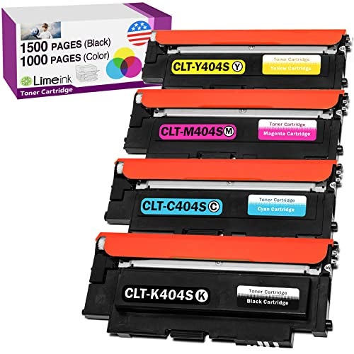Limeink Compatible Toner Cartridges Replacement for Samsung 404s 404 CLT-K404S CLT-C404S CLT-M404S CLT-Y404S Express Xpress SL-C430W SL-C480FW SL-C480W k404 y404 c480 c430 (1 Black, 1 Each Color) - Image 1