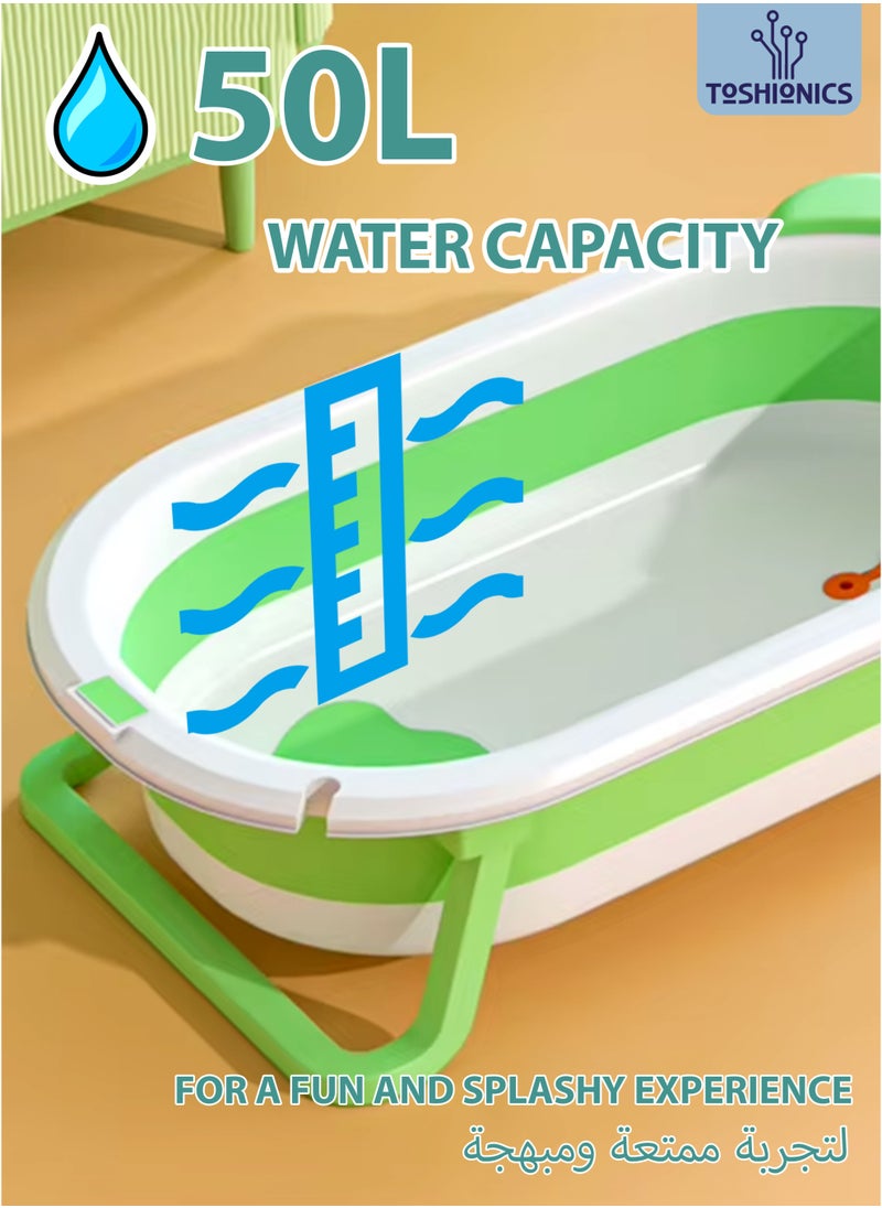 Toshionics 50L Thickened Foldable Baby Bath Tub with Non-Slip Base and Integrated Water Plug Free-Standing Collapsible Bath Shower Tub for New Born Infants Babies Small Children Ecofriendly and Non-Toxic, 0-3 Years Old  - Image 2