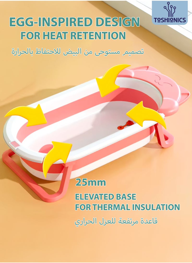 Toshionics 50L Thickened Foldable Baby Bath Tub with Non-Slip Base and Integrated Water Plug Free-Standing Collapsible Bath Shower Tub for New Born Infants Babies Small Children Ecofriendly and Non-Toxic, 0-3 Years Old  - Image 4