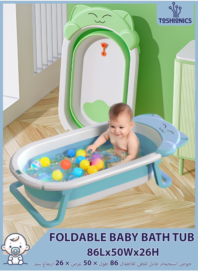 Toshionics 50L Thickened Foldable Baby Bath Tub with Non-Slip Base and Integrated Water Plug Free-Standing Collapsible Bath Shower Tub for New Born Infants Babies Small Children Ecofriendly and Non-Toxic, 0-3 Years Old  - Image 1