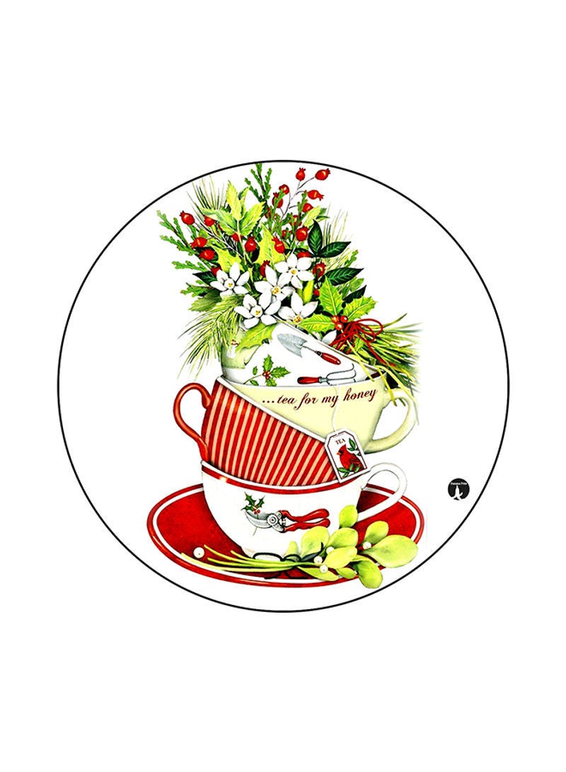 Tea Cups Print Mouse Pad Multicolour