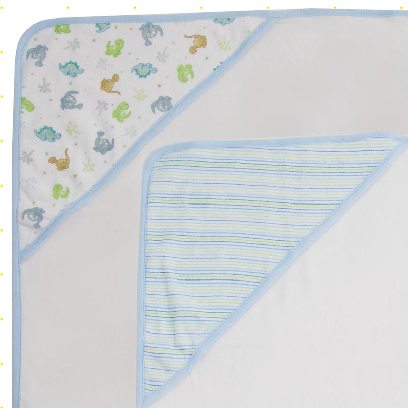 Spasilk 3-Piece Hooded Towel Set for Newborn Boys and Girls, Soft Terry Baby Towels, Baby Essentials, Blue Dino - Image 3