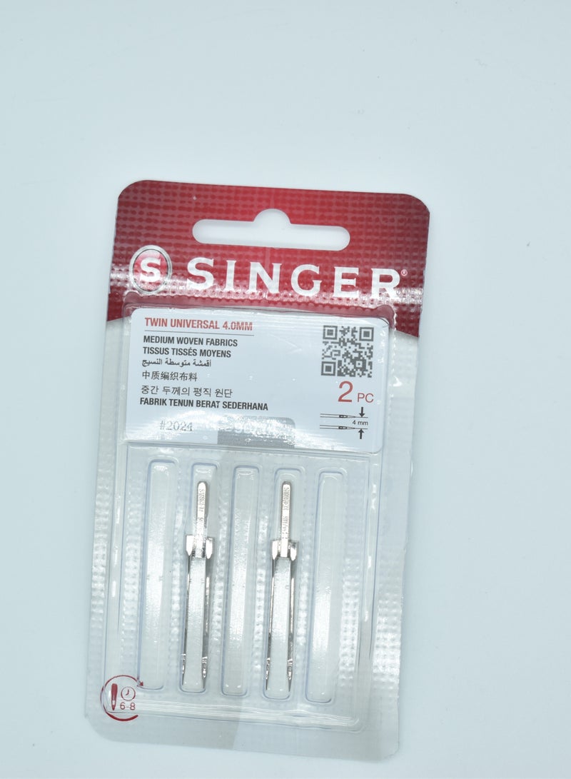 SINGER DECORATIVE TWIN NEEDLE SIZE 4MM (90/14) (PACK OF 2 NEEDLE) BRAZIL