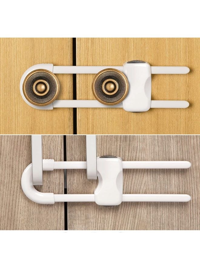 هومستر 2 قطع خزانة أقفال للأطفال، أدراج التدقيق على شكل على شكل سلامة أقفال الأطفال قابلة للضبط، سهلة الاستخدام مزلاج لحماية الأطفال لمقبض مقبض مقبض في باب المطبخ خزانة خزانة (أبيض) - Image 1