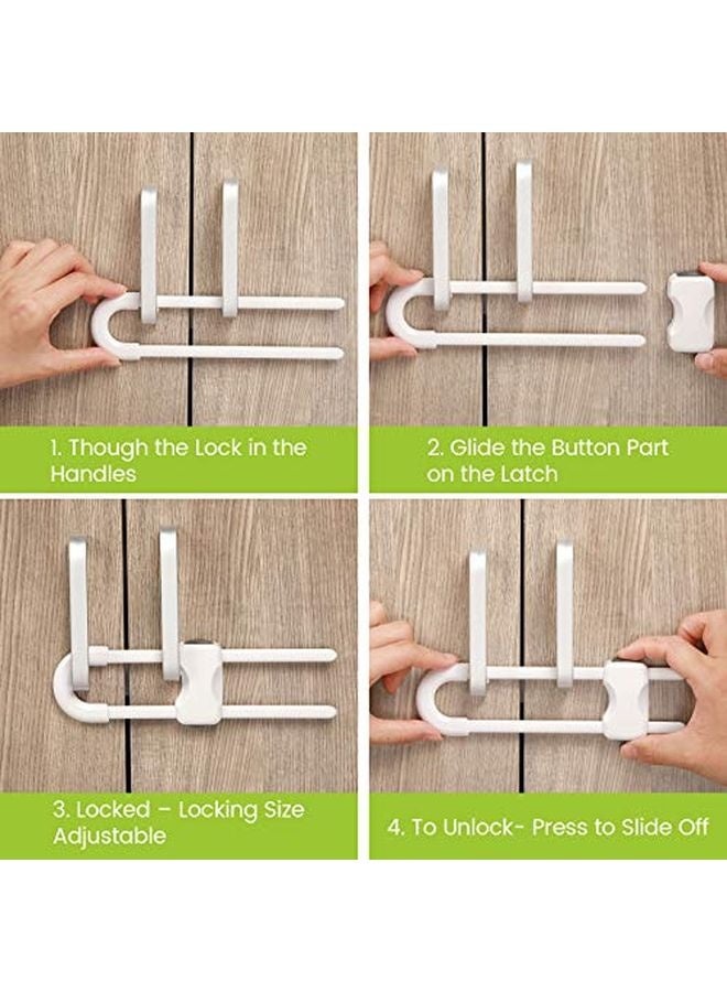 هومستر 2 قطع خزانة أقفال للأطفال، أدراج التدقيق على شكل على شكل سلامة أقفال الأطفال قابلة للضبط، سهلة الاستخدام مزلاج لحماية الأطفال لمقبض مقبض مقبض في باب المطبخ خزانة خزانة (أبيض) - Image 4