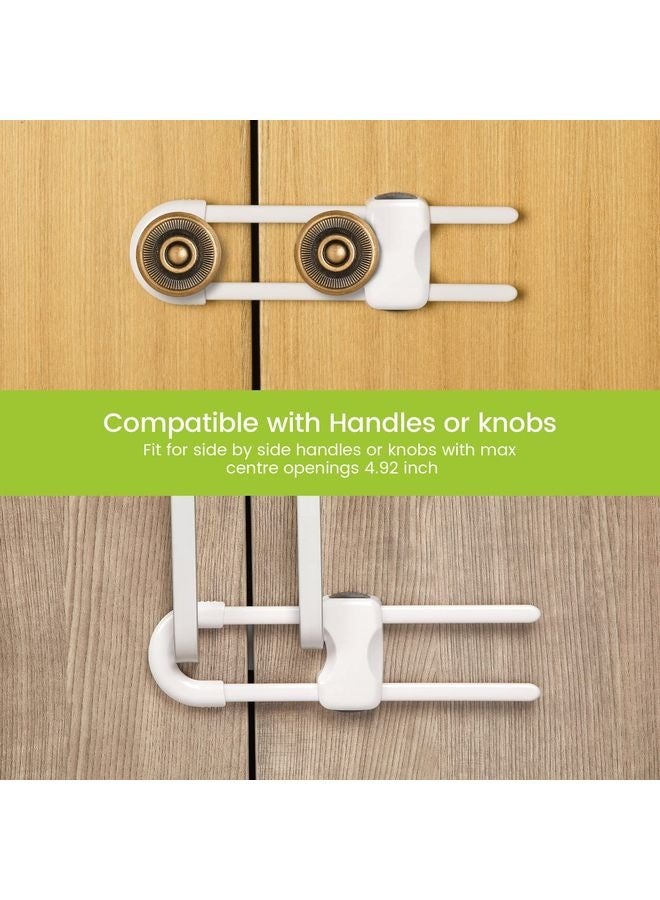 هومستر 2 قطع خزانة أقفال للأطفال، أدراج التدقيق على شكل على شكل سلامة أقفال الأطفال قابلة للضبط، سهلة الاستخدام مزلاج لحماية الأطفال لمقبض مقبض مقبض في باب المطبخ خزانة خزانة (أبيض) - Image 3