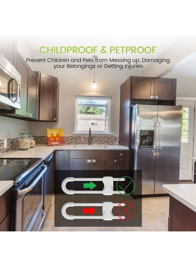 هومستر 2 قطع خزانة أقفال للأطفال، أدراج التدقيق على شكل على شكل سلامة أقفال الأطفال قابلة للضبط، سهلة الاستخدام مزلاج لحماية الأطفال لمقبض مقبض مقبض في باب المطبخ خزانة خزانة (أبيض) - Image 5