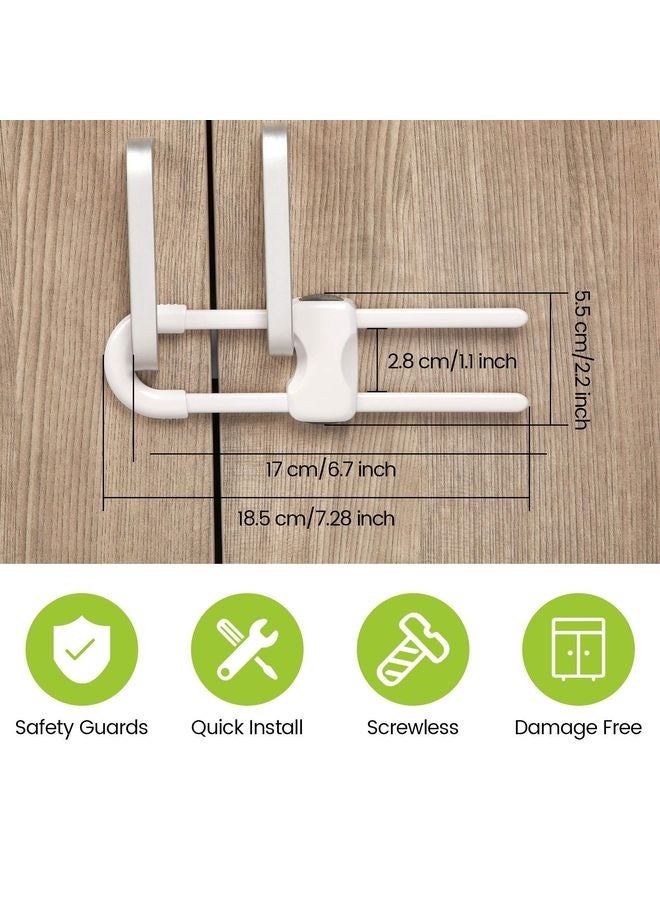 هومستر 2 قطع خزانة أقفال للأطفال، أدراج التدقيق على شكل على شكل سلامة أقفال الأطفال قابلة للضبط، سهلة الاستخدام مزلاج لحماية الأطفال لمقبض مقبض مقبض في باب المطبخ خزانة خزانة (أبيض) - Image 2