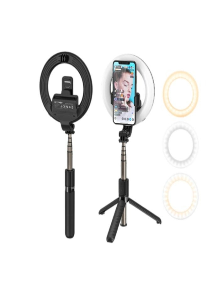 Ring Light Selfie Stick Tripod Black - Image 1