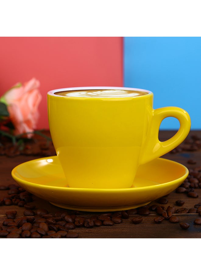 Sharpdo Glazed Coffee Cup u0026 Saucer Set Yellow 90ml - Image 2