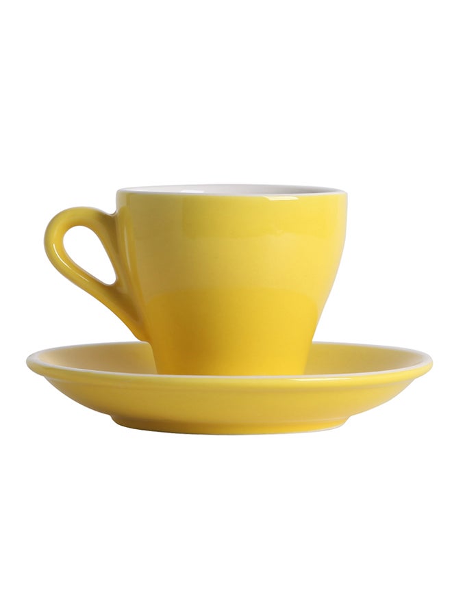 Sharpdo Glazed Coffee Cup u0026 Saucer Set Yellow 90ml - Image 1
