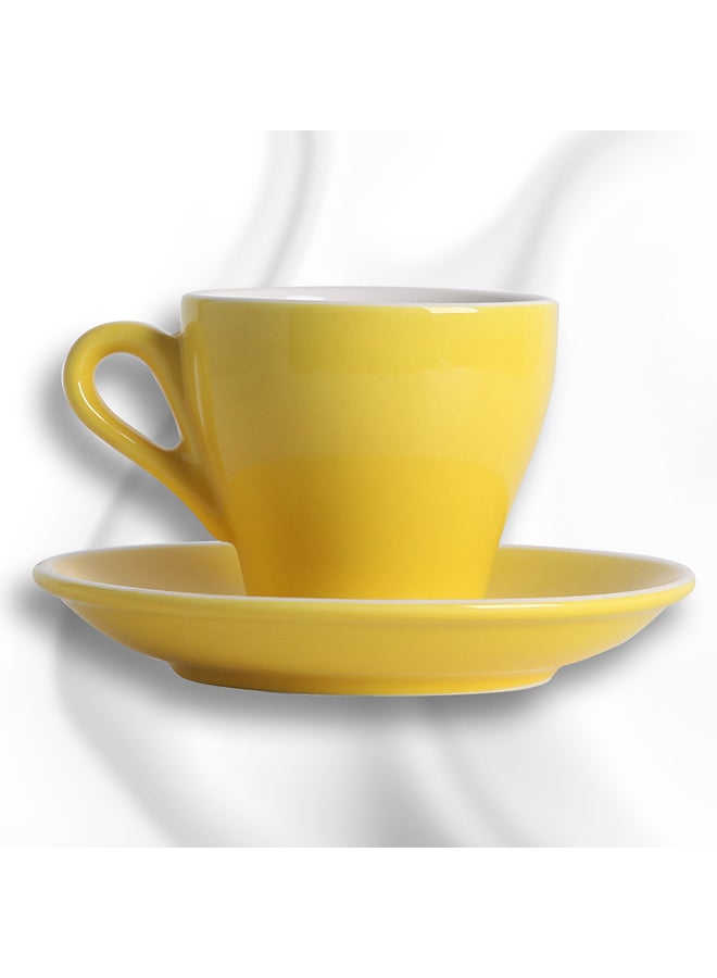 Sharpdo Glazed Coffee Cup u0026 Saucer Set Yellow 90ml - Image 4