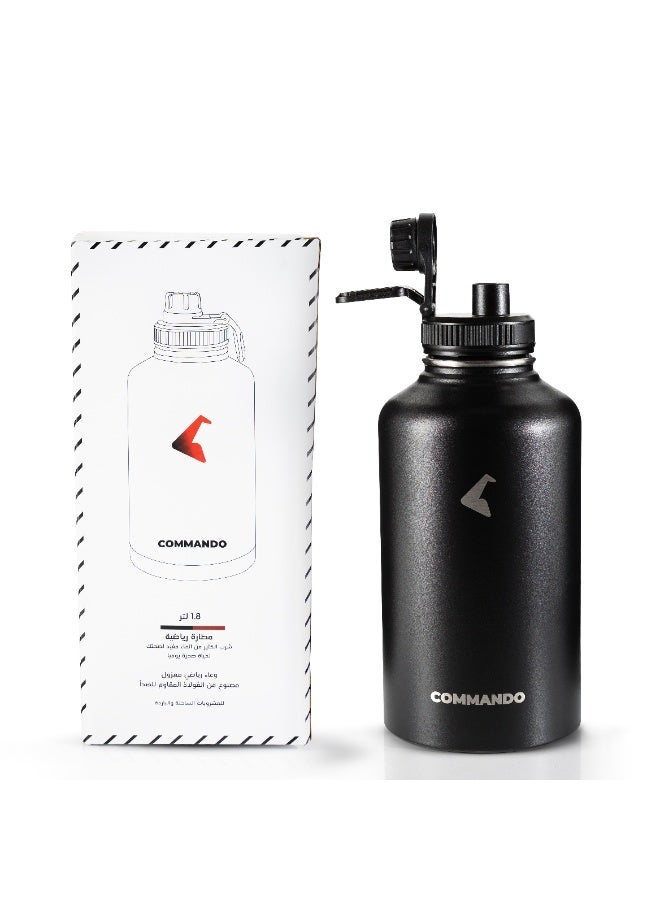 COMMANDO Water Bottle Insulated Stainless Steel Flask with 1.8L Capacity for Hot & Cold Use - Image 3