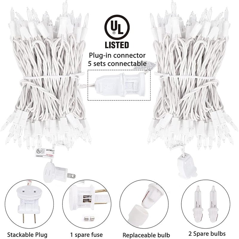 برايتاون 2 Pack 50 Count 10FT Christmas String Lights Clear Warm White Mini Lights - Image 3
