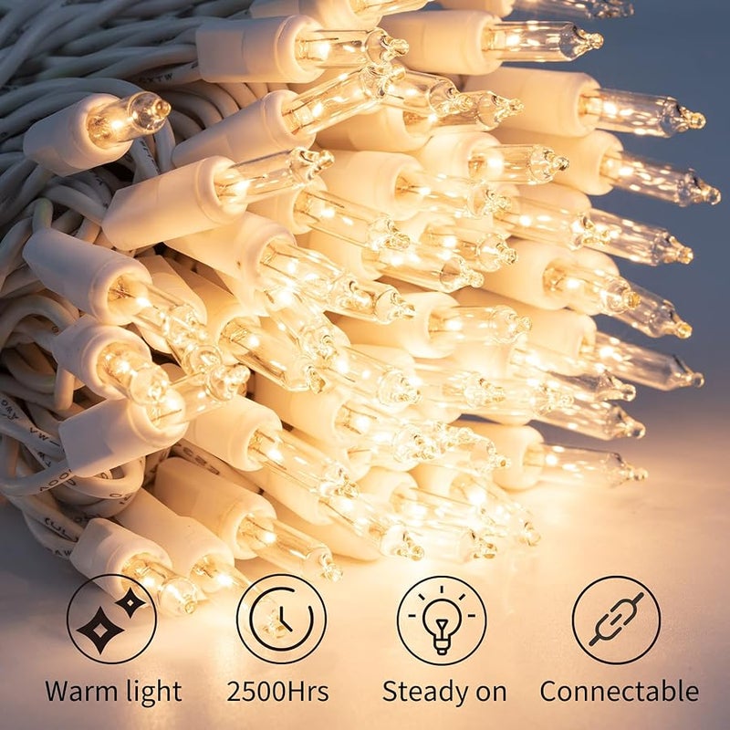 برايتاون 2 Pack 50 Count 10FT Christmas String Lights Clear Warm White Mini Lights - Image 2