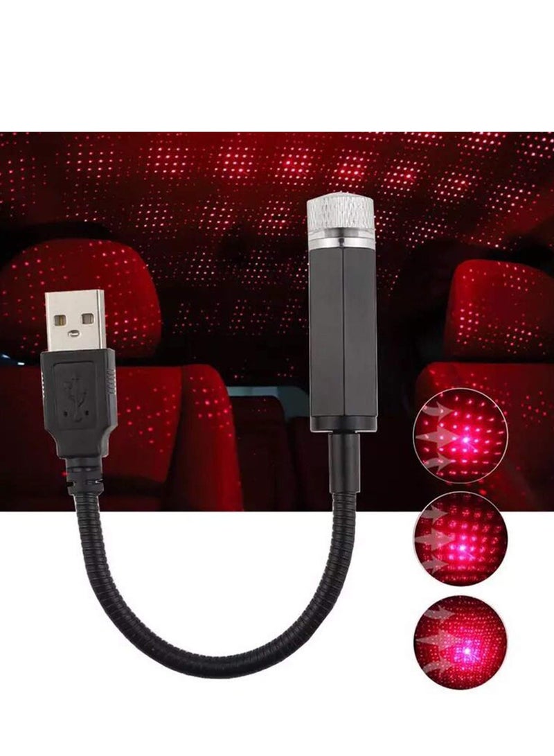 Generic Car Mounted Usb Star Projector Night Light, 360 ° Adjustable Romantic Starry Sky Projector Car Light, Portable Interior Decoration Car Roof Light Suitable For Bedroom, Car, Party, Wall, Ceiling Atmosphere Light, Red  - Image 1