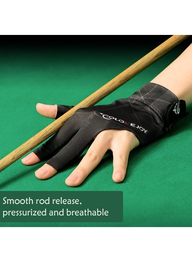 DOUGEI Pool Glove Left Hand, Billiards Glove, Billiard Pool Gloves for Left Hand 3 Finger, Snooker Cue Sport Glove Popular Sizes for Men & Women - Image 5