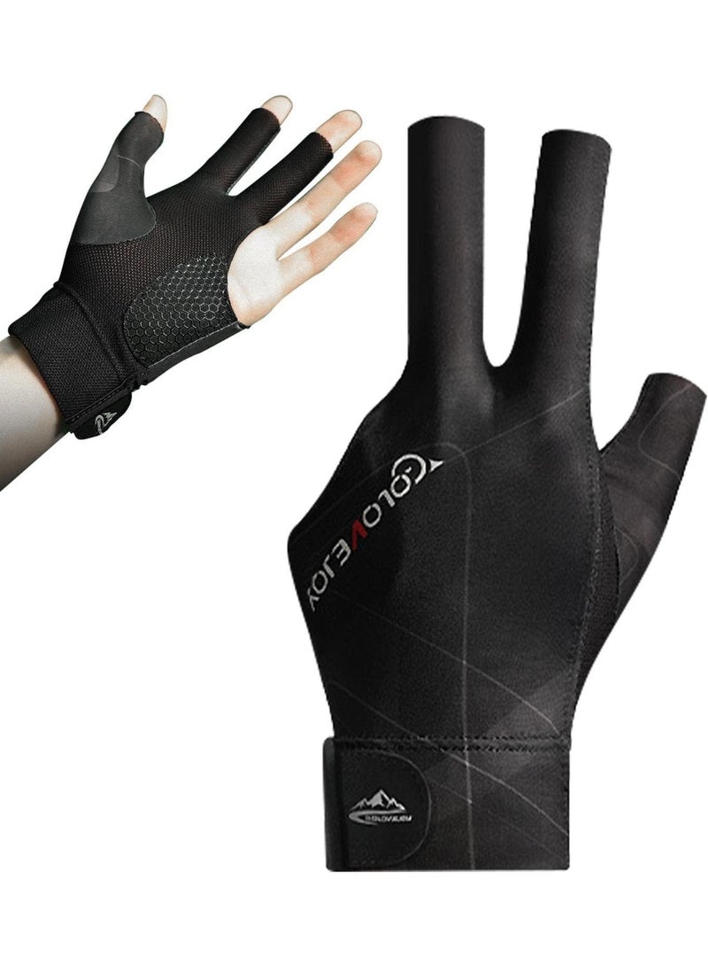 DOUGEI Pool Glove Left Hand, Billiards Glove, Billiard Pool Gloves for Left Hand 3 Finger, Snooker Cue Sport Glove Popular Sizes for Men & Women - Image 2