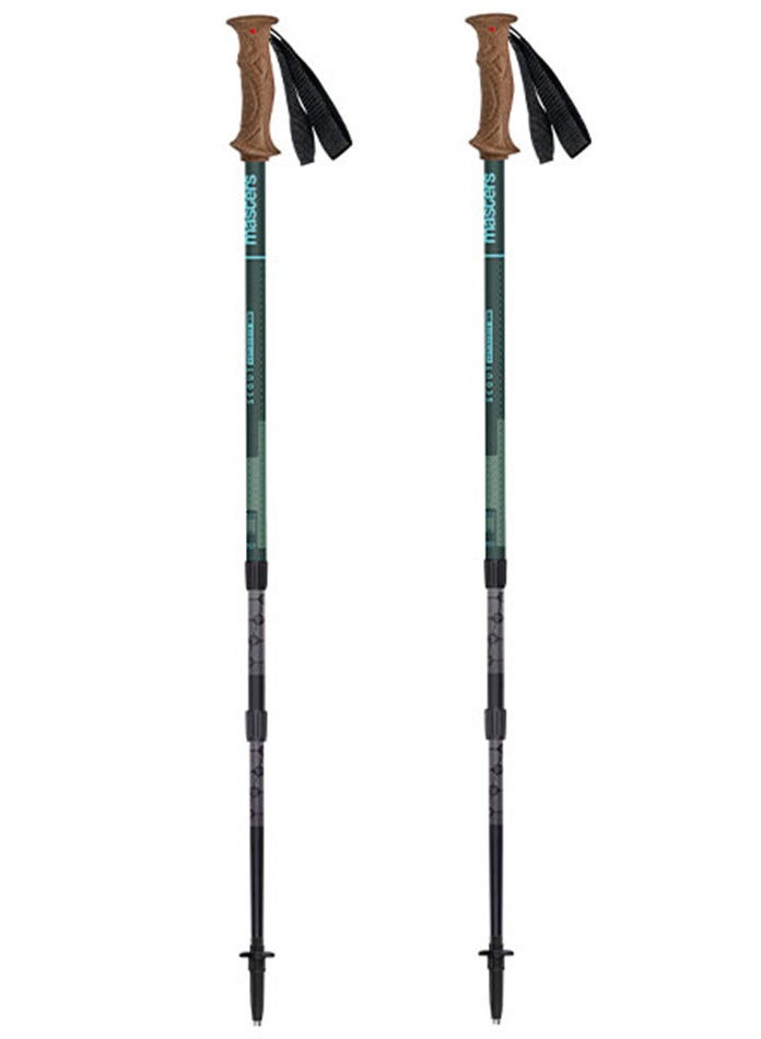 Masters Trekking Poles Scout Antishock CSS (Dark Green) – Alu 5083 Aluminum Hiking Poles, Adjustable 105–135 cm (65 cm Collapsed), Band Automatic Lock System, BS + Antishock CSS Shock Absorption, Steel Tips, Durable 257g Trekking Poles for Hiking & Outdoor Adventure
