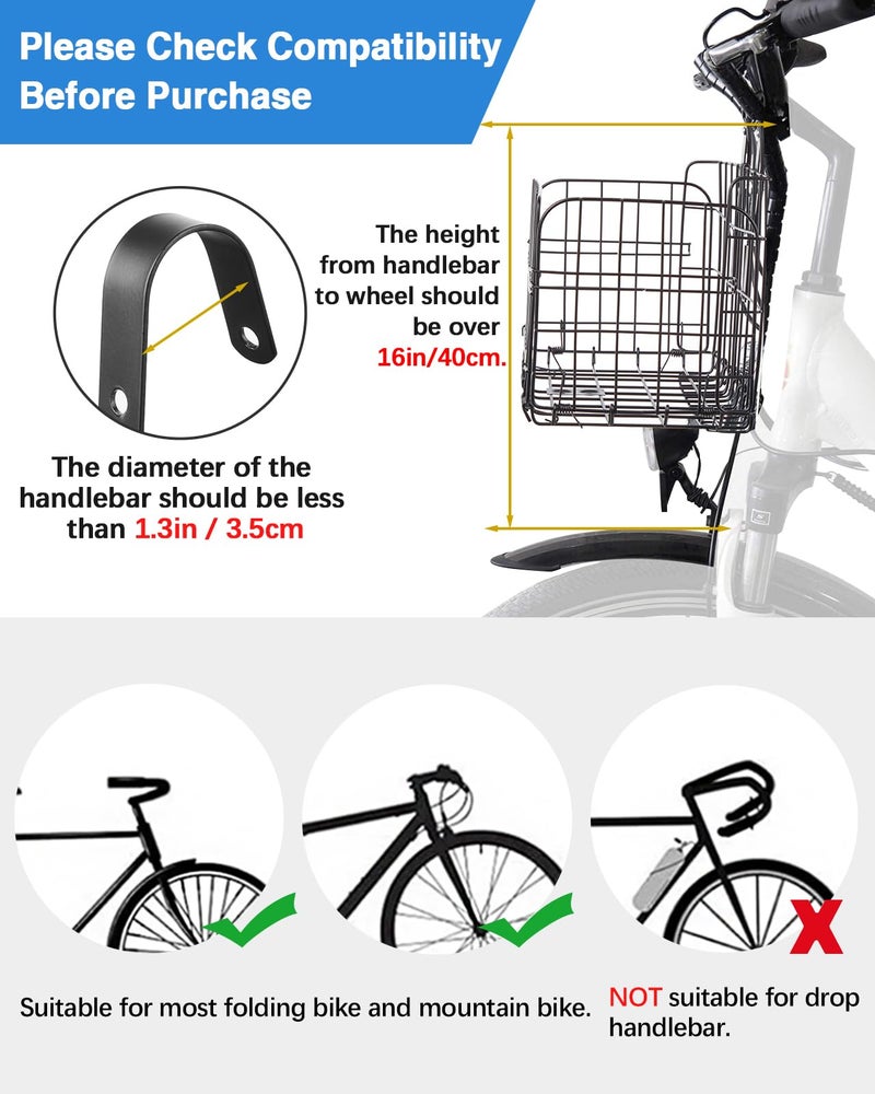 Zacro سلة دراجة زاكرو الأمامية، سلة دراجة قابلة للطي مع حقيبة بطانة قابلة للإزالة، تصميم معدني كبير للإفراج السريع لسلة دراجة كهربائية للبالغين من النساء/الرجال لحمل الكلاب، الحيوانات الأليفة، الفواكه والبقالة - Image 3