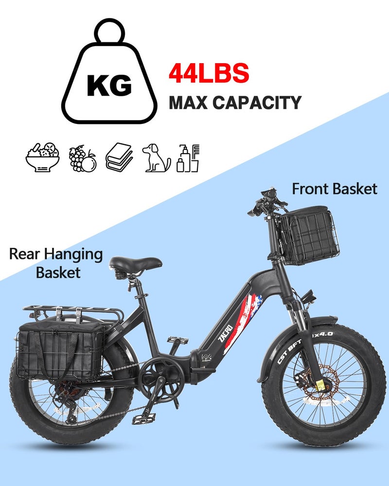 Zacro سلة دراجة زاكرو الأمامية، سلة دراجة قابلة للطي مع حقيبة بطانة قابلة للإزالة، تصميم معدني كبير للإفراج السريع لسلة دراجة كهربائية للبالغين من النساء/الرجال لحمل الكلاب، الحيوانات الأليفة، الفواكه والبقالة - Image 4