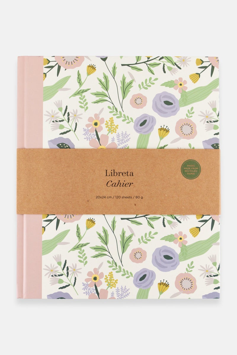Muy Mucho Floral Print Libreta Cashier Notebook, Beige  - Image 1