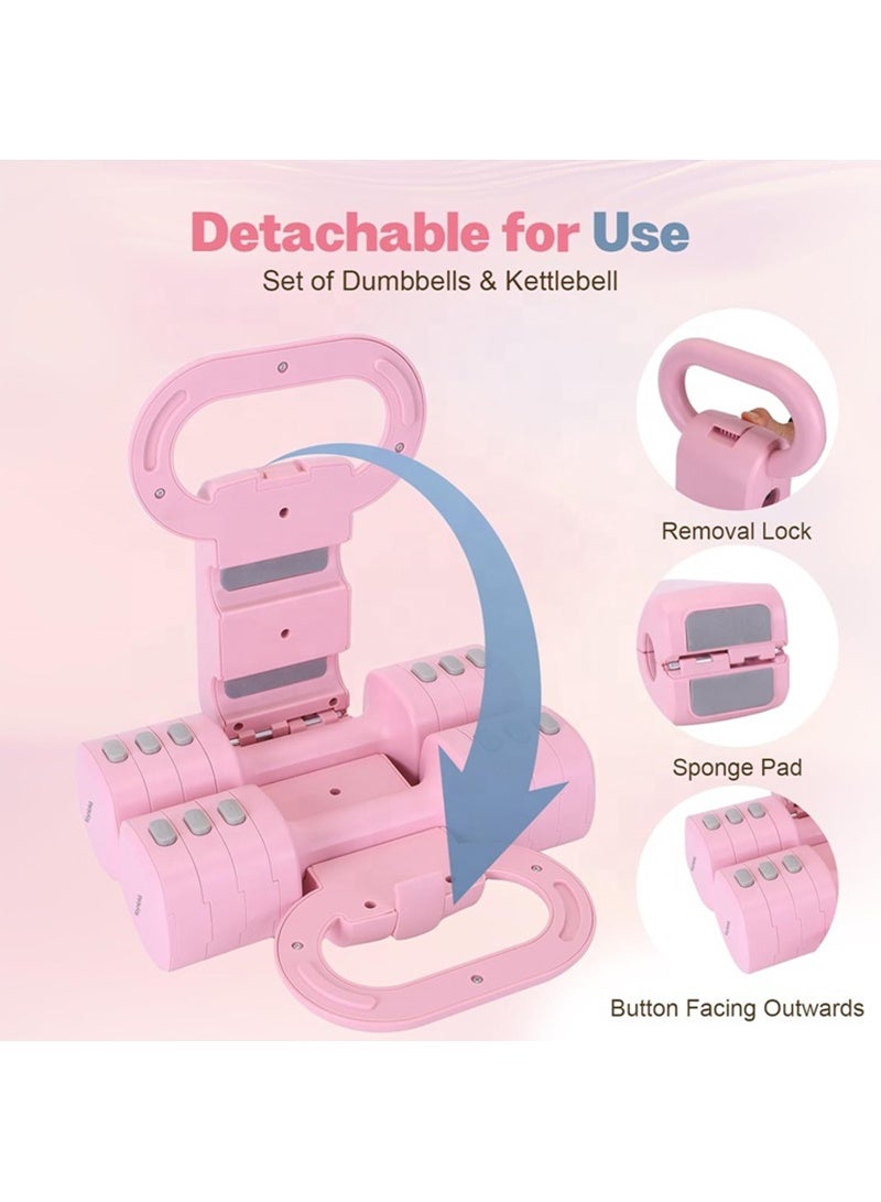 AGD Multifunctional Adjustable Kettlebell Dumbbell Set for Women's Home Gym/Pink - Image 4