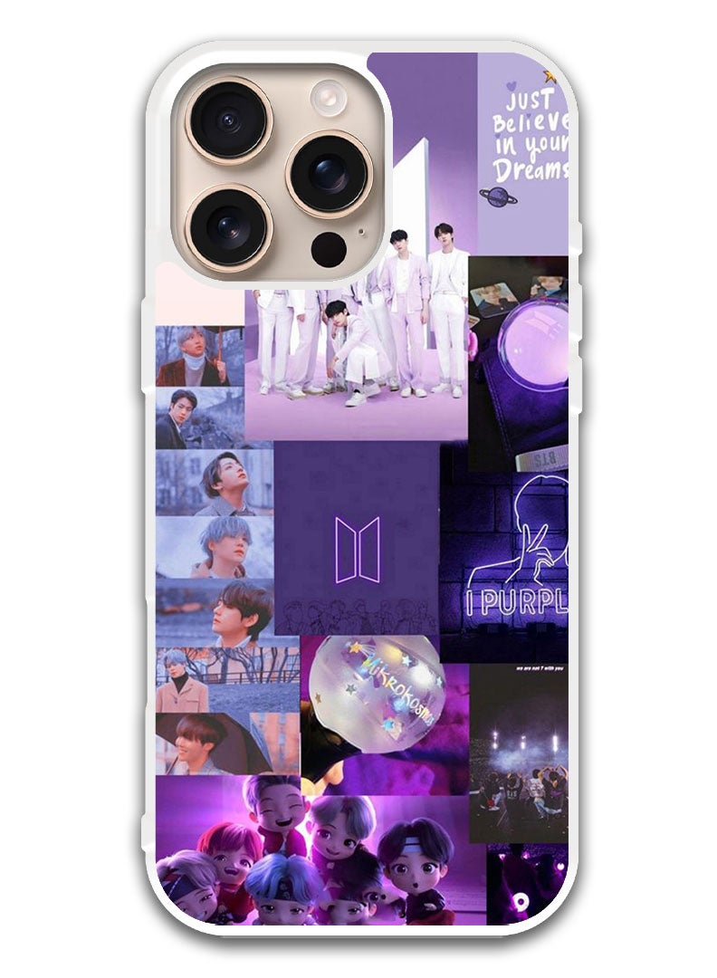 Theodor Protective Case Cover For APPLE IPHONE 16 Pro BTS collage (White Bumper) - Image 1