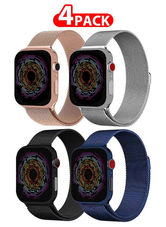 CATANES 4 Pack Stainless Steel Milanese Loop Compatible with Apple Watch Band 38mm 40mm 41mm men and women Mesh Loop Magnetic Clasp Replacement for iWatch Bands Series 7 SE 6 5 4 3 2 1  - Image 1