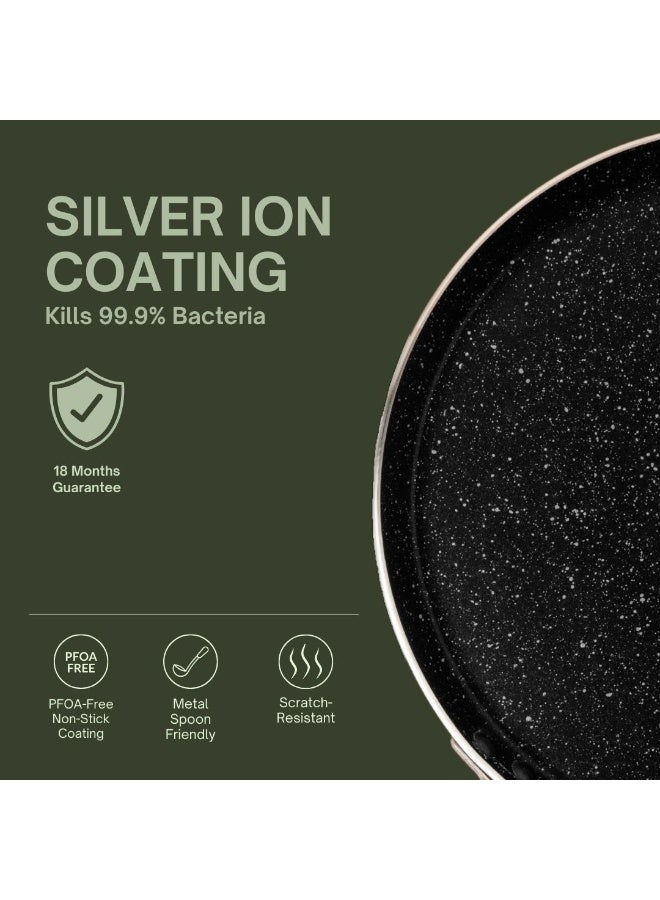 NIRLEP NutriHealth Pro 28cm Induction Flat Griddle Tawa | Silver Ion Coating, Induction Compatible, Metal Spoon Friendly, Heavy Duty Handles With Soft Touch Finish  - Image 4