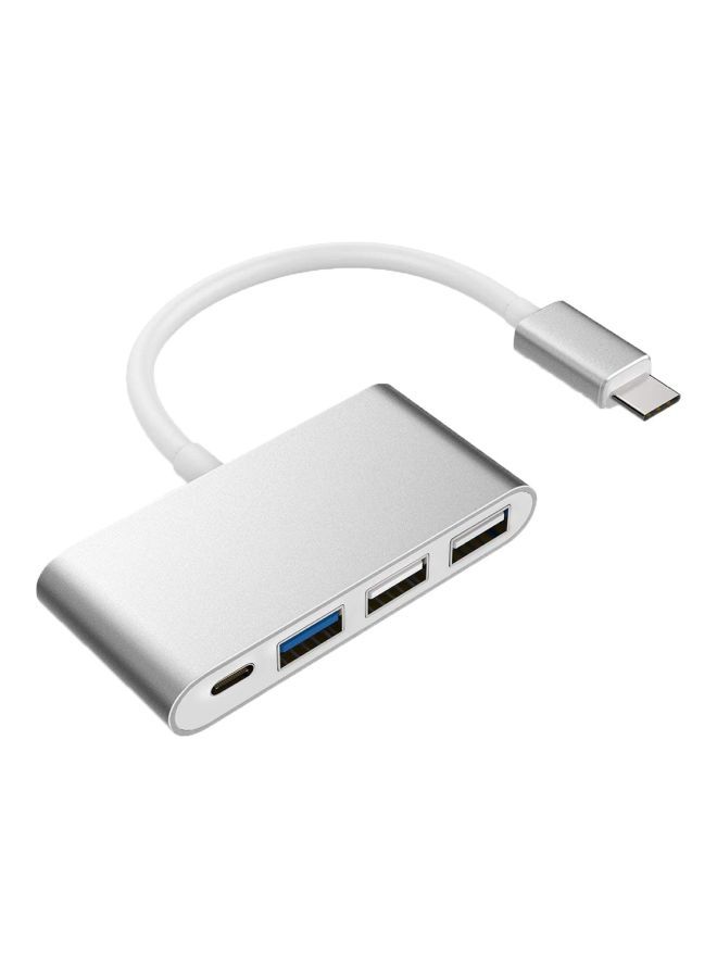 NIBEMINENT 4-In-1 Type C To USB Hub Adapter Silver  - Image 1