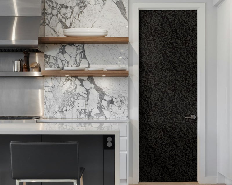FLFK Peel and Stick Gothic Black Wallpaper 16in x 64in Vintage Floral Wall Paper for Bedroom Shelf Cabinet Countertops - Image 4