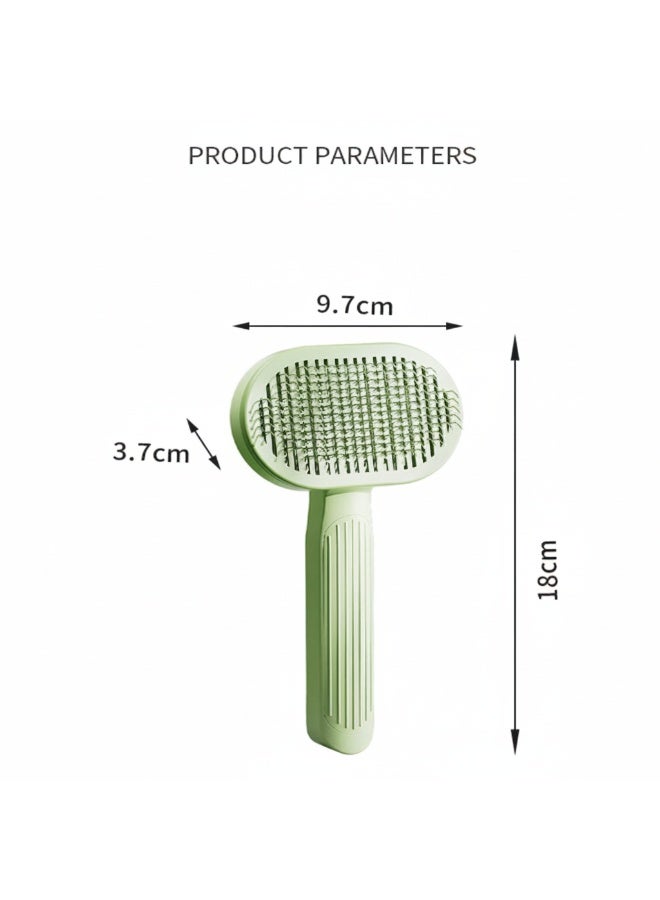 إيبت فرشاة لتنظيف شعر الحيوانات الأليفة للقطط والكلاب - فرشاة ذاتية التنظيف بنقرة واحدة لإزالة الشعر المتساقط وفك التشابك - أداة تدليك سهلة لإزالة الشعر للحيوانات الأليفة ذات الشعر القصير والطويل (أخضر) - Image 2