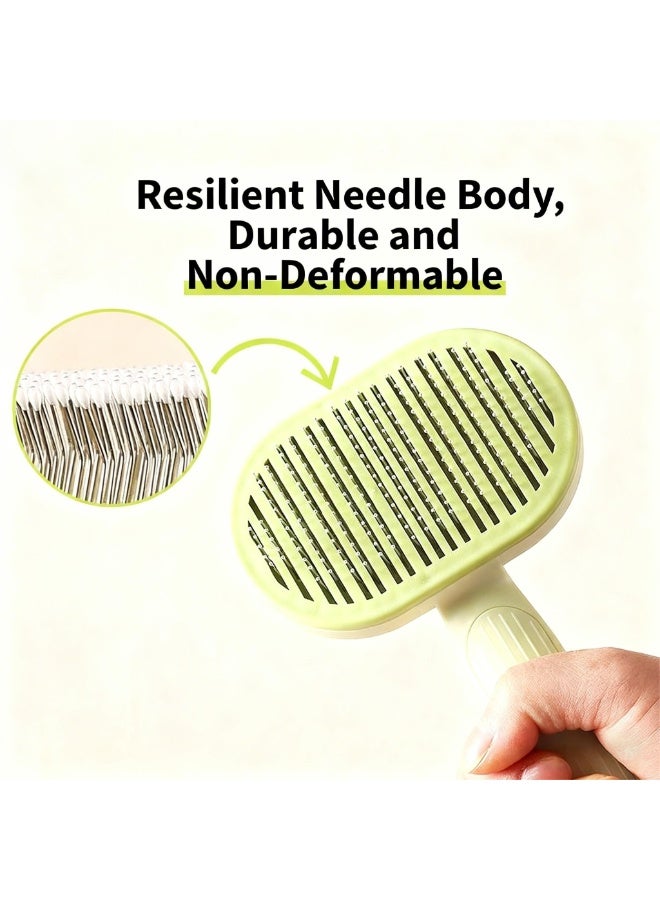 إيبت فرشاة لتنظيف شعر الحيوانات الأليفة للقطط والكلاب - فرشاة ذاتية التنظيف بنقرة واحدة لإزالة الشعر المتساقط وفك التشابك - أداة تدليك سهلة لإزالة الشعر للحيوانات الأليفة ذات الشعر القصير والطويل (أخضر) - Image 3