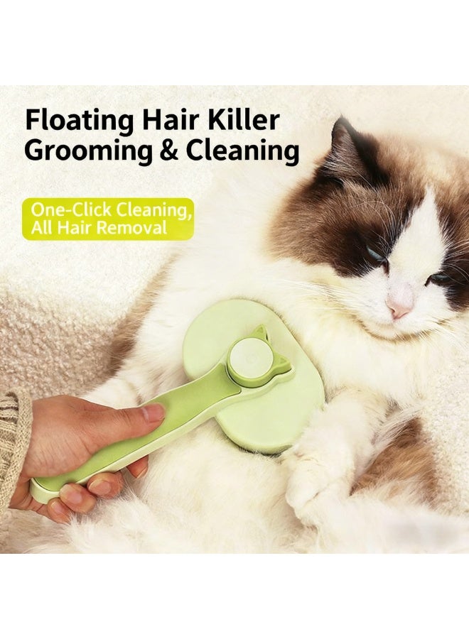 إيبت فرشاة لتنظيف شعر الحيوانات الأليفة للقطط والكلاب - فرشاة ذاتية التنظيف بنقرة واحدة لإزالة الشعر المتساقط وفك التشابك - أداة تدليك سهلة لإزالة الشعر للحيوانات الأليفة ذات الشعر القصير والطويل (أخضر) - Image 4