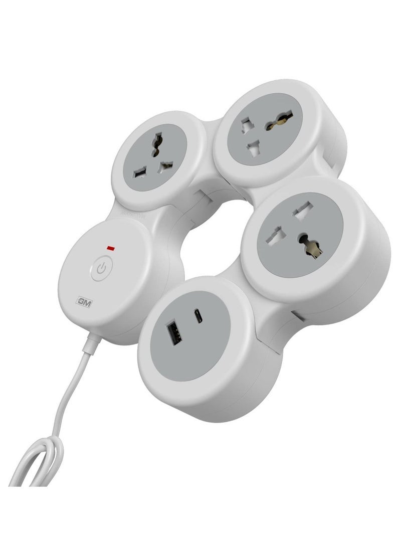 GM 4+1 G-Hoop Spike Guard with C & A Type USB-Master Switch,Indicator, Safety Shutter, 1.8 Mtr Wire with Overload Protection 3 International sockets & 2 USB Port 1 C Type 1 A Type 3.1A… - Image 2