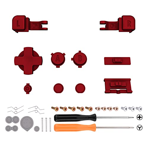 eXtremeRate Scarlet Red Custom Full Set Buttons for Gameboy Advance SP, Replacement A B L R Button Power On Off Volume Button D-pad Key for GBA SP Console - Console NOT Included - Image 2