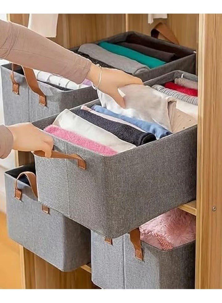 2 Pieces Modern Wardrobe Clothes Organizer Box - Wardrobe Clothes Organizer Box Clothes Storage Box Closet Organizer - Oxford Cloth for Jeans, Clothes, Jackets Storage Foldable Fabric Storage Box - Fabric Clothes Organizer for Wardrobe - Large Storage Box with Handles Dressing Room Organizer Box - Image 3
