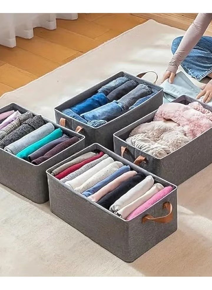 2 Pieces Modern Wardrobe Clothes Organizer Box - Wardrobe Clothes Organizer Box Clothes Storage Box Closet Organizer - Oxford Cloth for Jeans, Clothes, Jackets Storage Foldable Fabric Storage Box - Fabric Clothes Organizer for Wardrobe - Large Storage Box with Handles Dressing Room Organizer Box - Image 5
