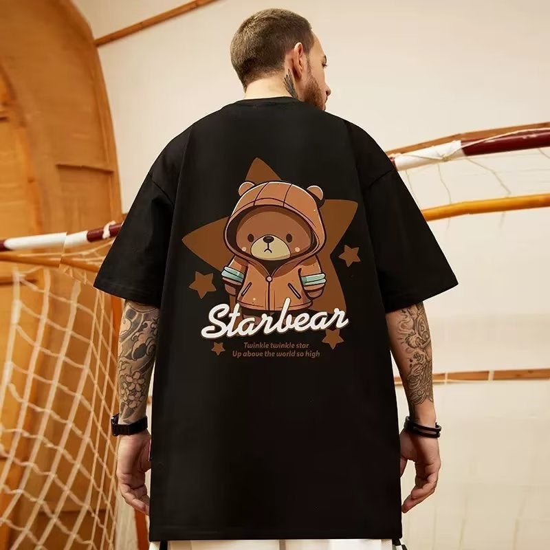 Cartoon Printed Short-Sleeved T-Shirt Men'S Hip-Hop Ins Trendy Plus Size Loose Plus Size Fat Thin - Image 1
